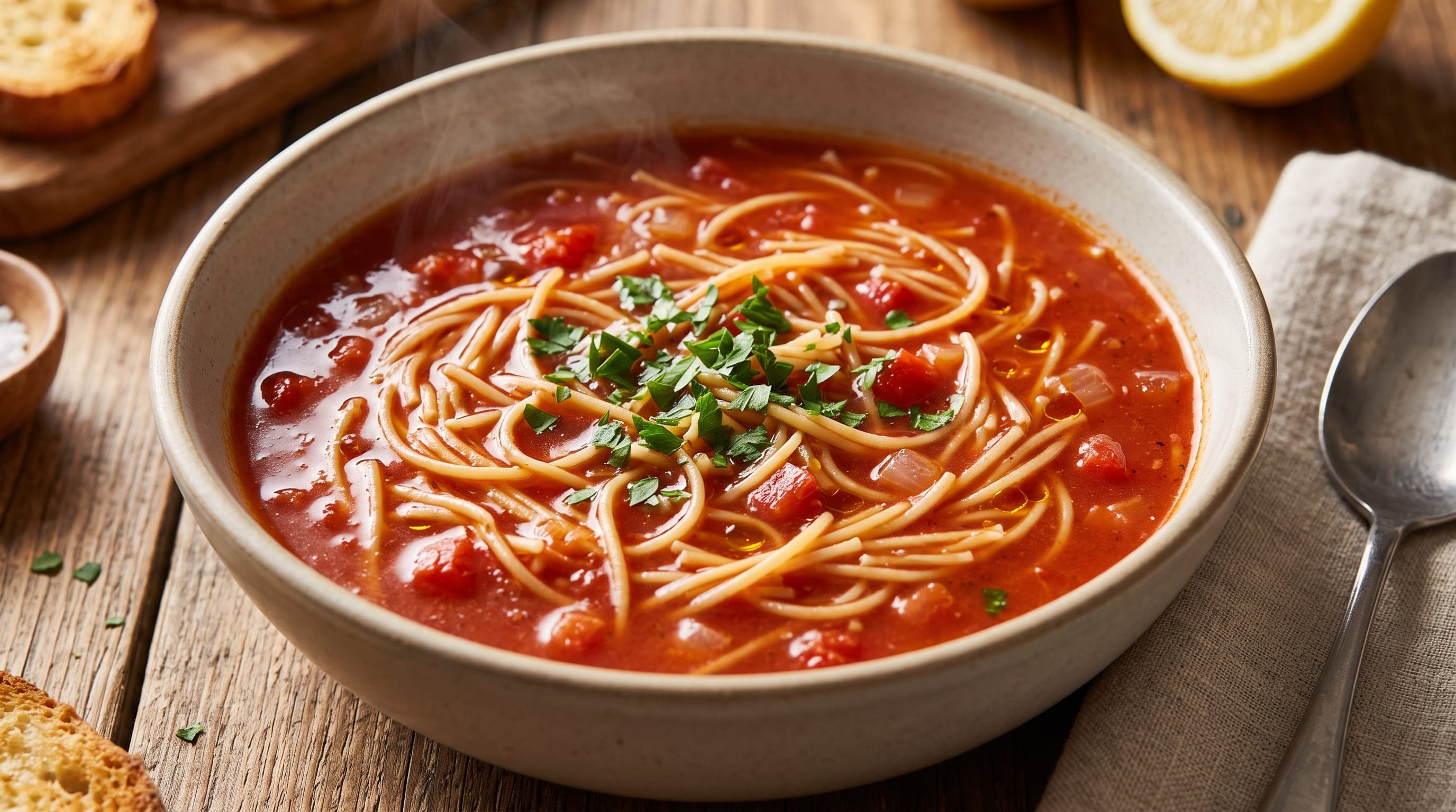 شوربة السباكيتي القصيرة الحمراء